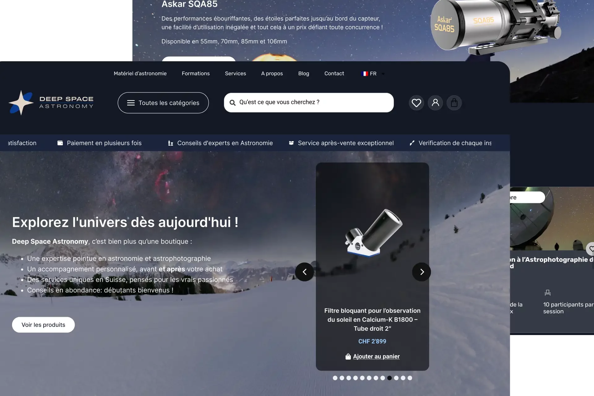 Deep Space Astronomy, boutique de matériels en astronomie