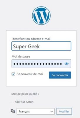 Login wordpress